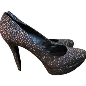 Nine West Marnia Black Sparkle Glitter Stiletto Heels Size 8.5
